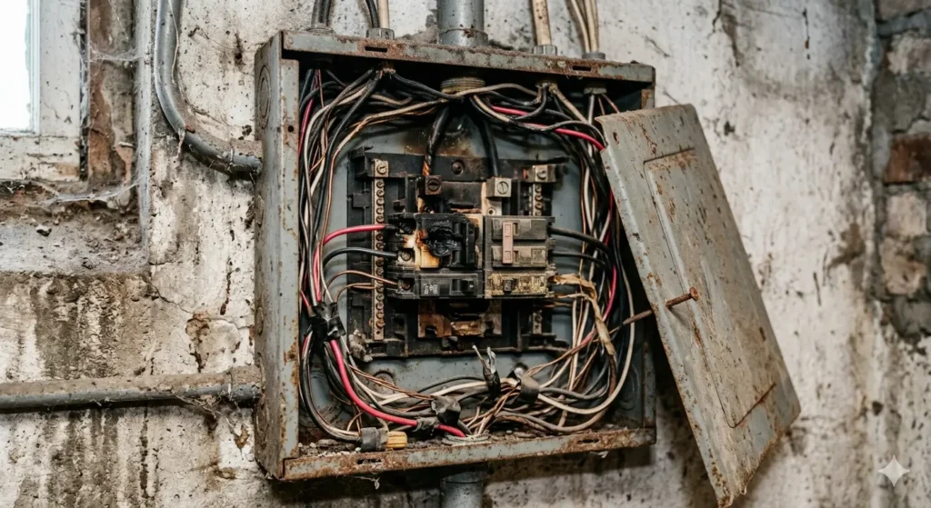 image of faulty circuit breaker panel