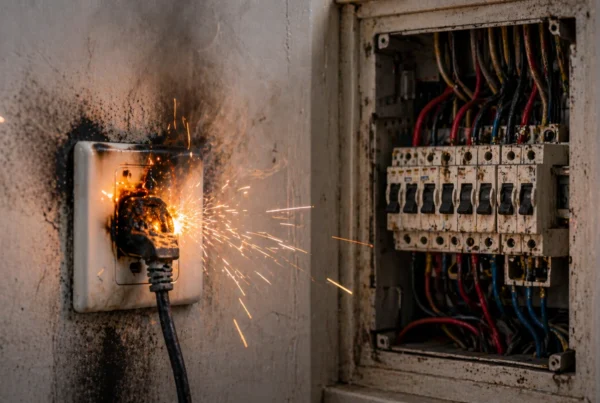 image of damaged switchboard or sparking outlet