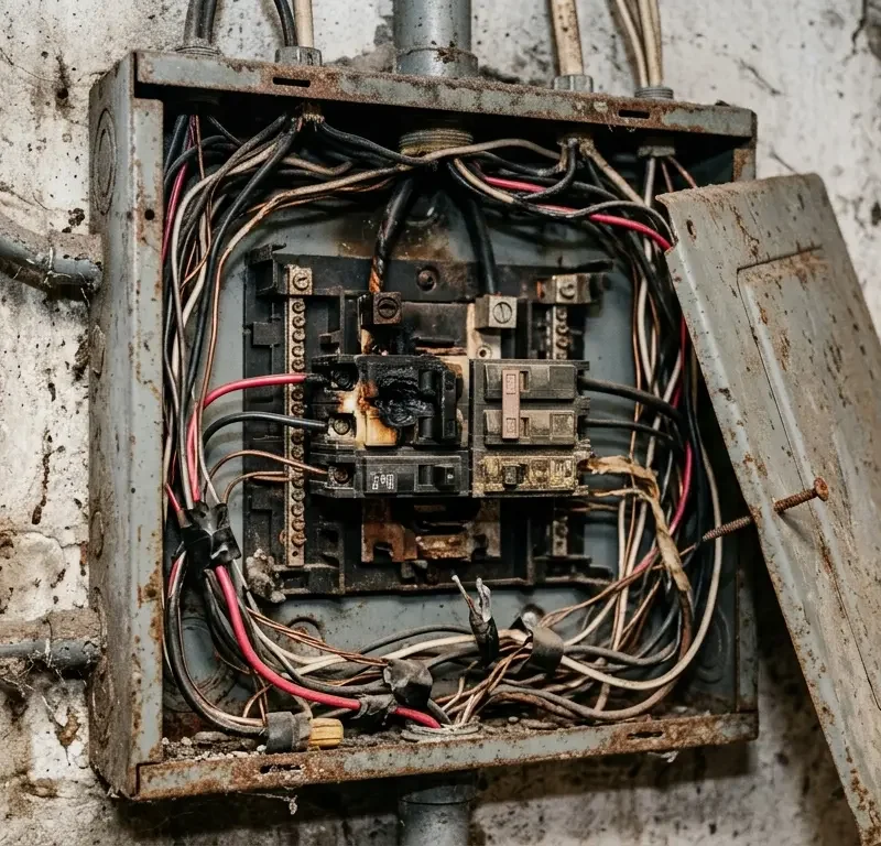 image of faulty circuit breaker panel